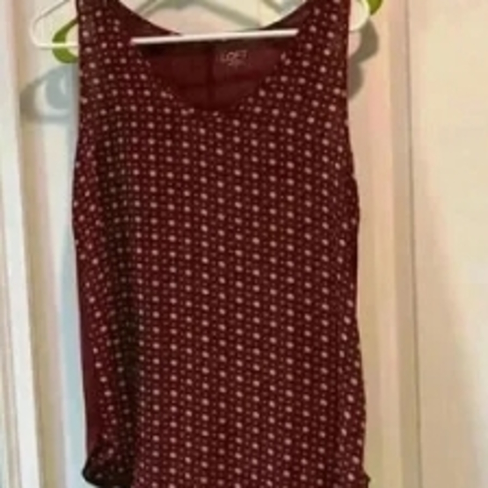 LOFT Women's Burgundy Patterned Tank Top